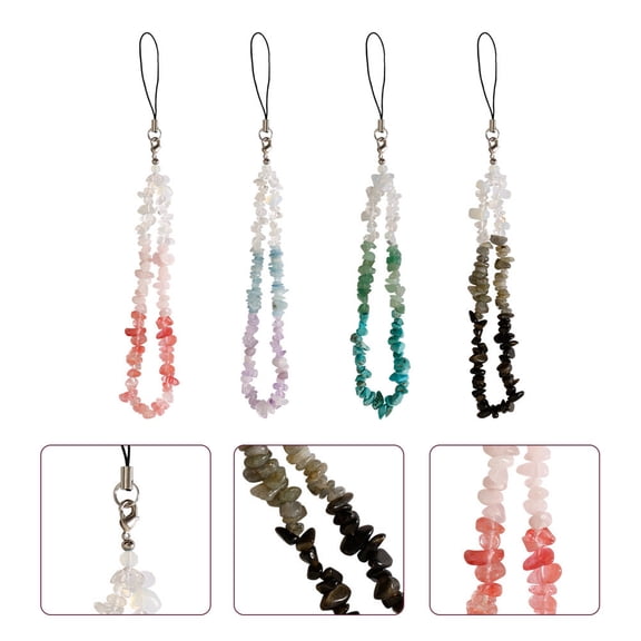 FENGGUIQU Durable Assorted Color Phone String Antiskid Lanyard Crystal Stone Decor for Versatile Use 4pcs