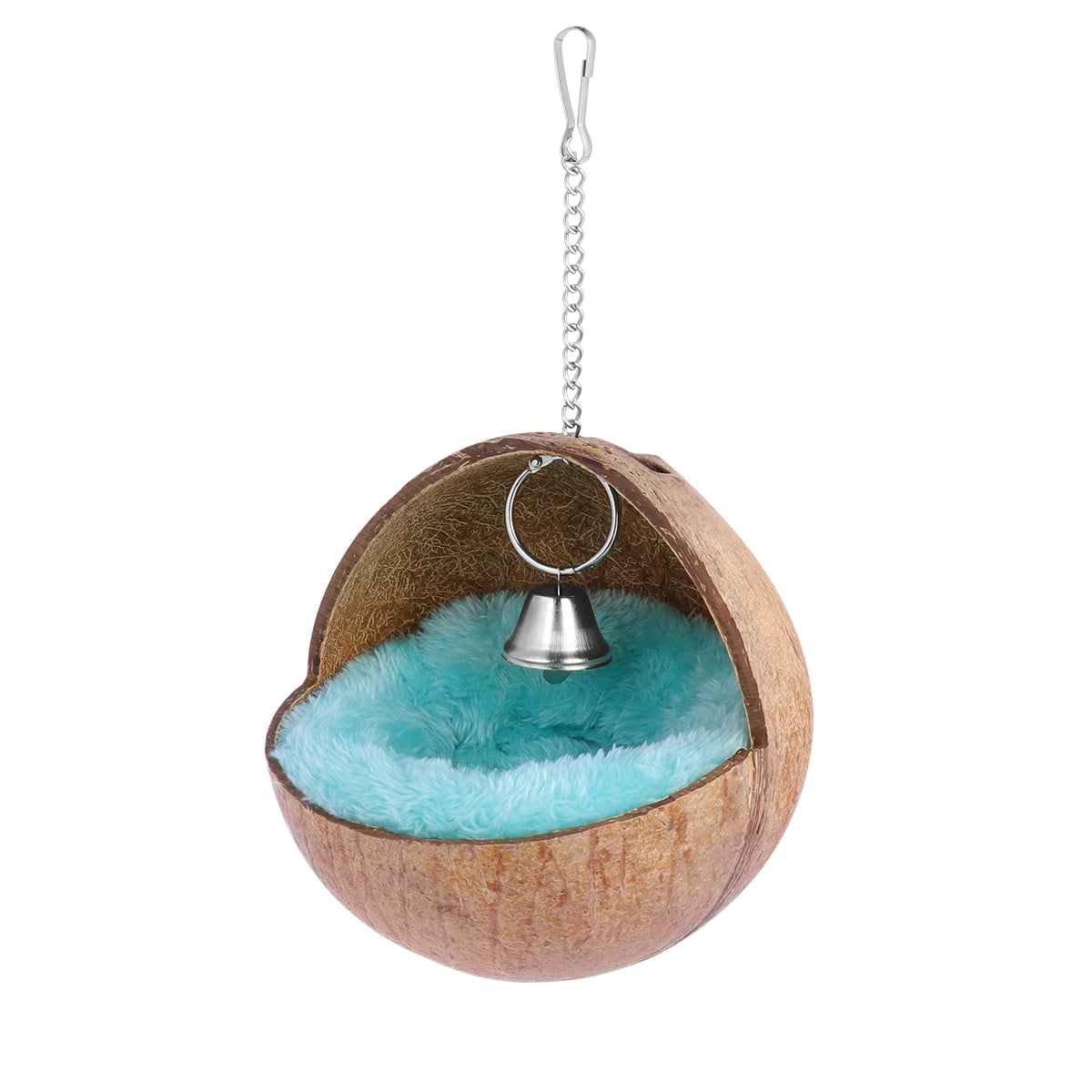 FENGGUIQU Coconut Shell Hamster House with Cotton Bed Natural Pet Nest ...
