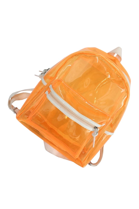 Practical Orange Clear Jelly Backpack with Reinforced Shoulder Straps for Daily Storage
