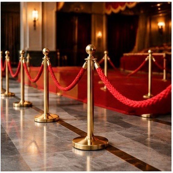 FENGGUIQU Durable Red Queue Rope with Sturdy Hooks for Guardrail and Crowd Control Use