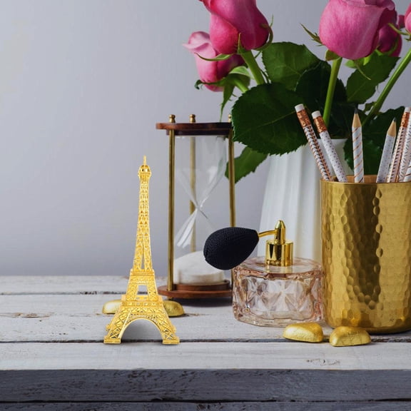 FENGGUIQU Vintage Golden Eiffel Tower Decor Zinc Alloy Metal Figurine for Table Decoration