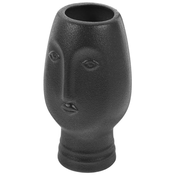 FENGGUIQU Elegant Black Ceramic Face Vase for Flower Arrangements and Plant Display