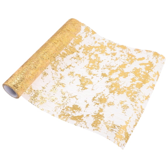 FENGGUIQU Plated Gold Mesh Table Runner Elegant Polyester for Party and Banquet Decor