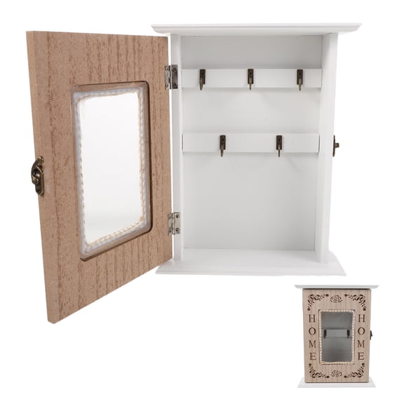 FENGGUIQU Entryway Wall Mounted Wooden Key Box with Rustic Design for Home Storage and Organization