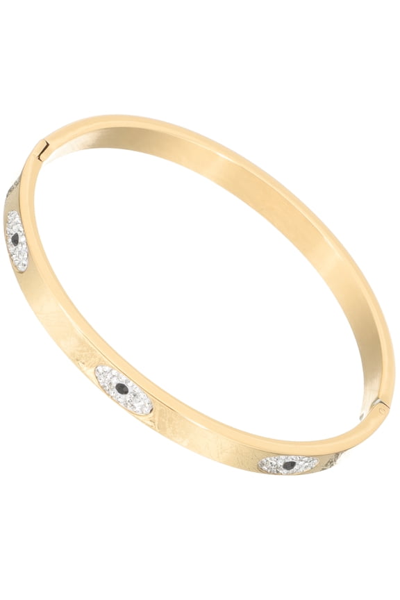 Golden Stainless Steel Evil Eye Bangle Bracelet Chic Fashion Wrist Jewelry