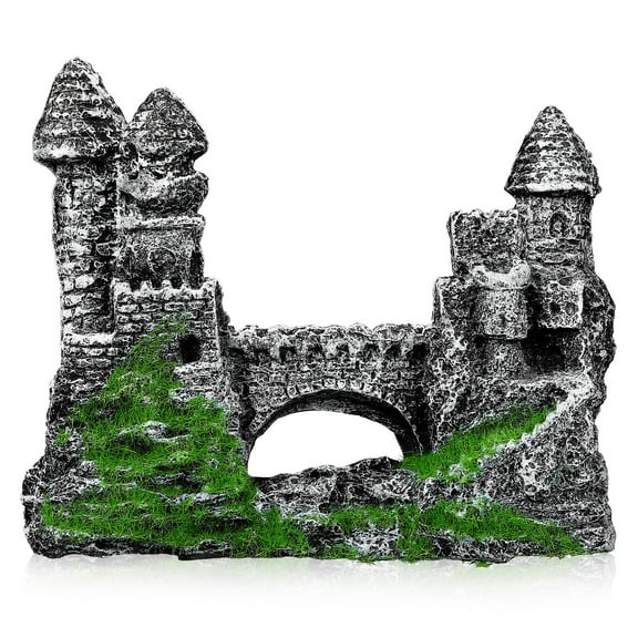 FENGGUIQU Fish Castle For Aquarium Aquarium Terrain Decoration Grey 1Pcs