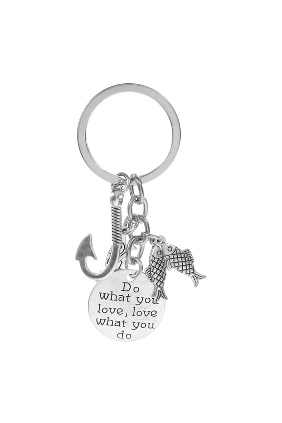 Fishing Lure Keychain Zinc Alloy Fish Hook Shape Key Decoration for Fishing , and Stylish, 1 Pack