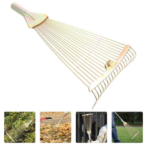 FENGGUIQU Foldable Garden Hand Rake High Carbon Steel Soil Loosening Tool for Outdoor Leaves Cleaning