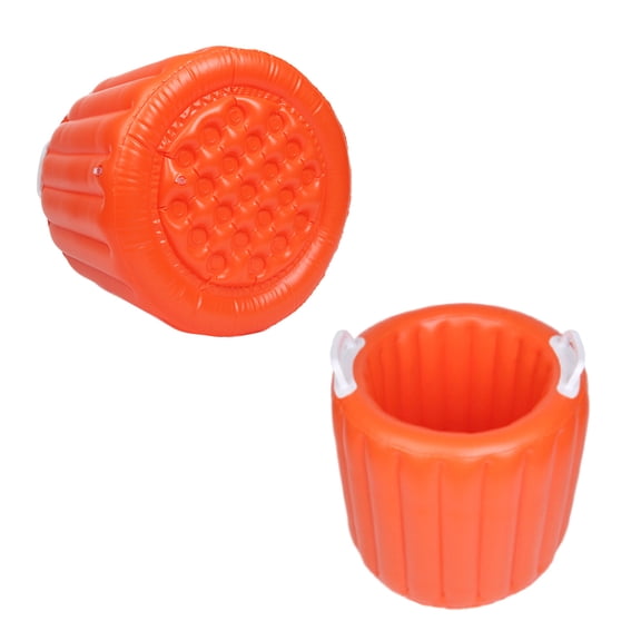 FENGGUIQU Portable Foldable Inflatable Ice Bucket Cooler Orange for Outdoor Camping Beach Picnic