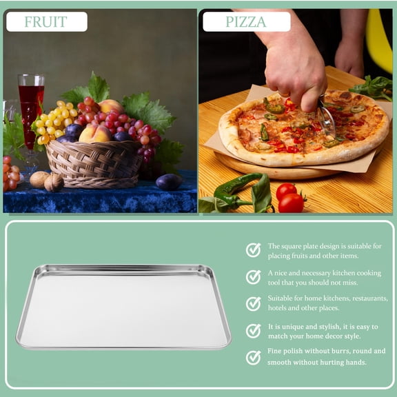 FENGGUIQU Display Tray Kitchen Storage Tray Silver Stainless Steel 1Pack
