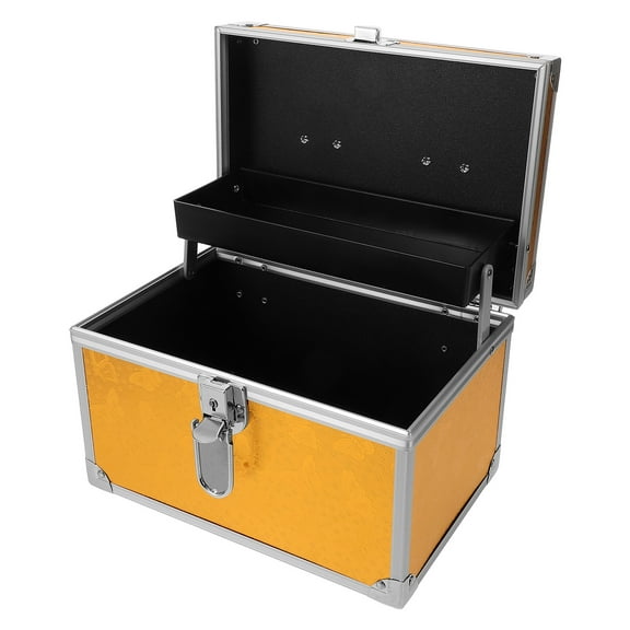 FENGGUIQU Golden Aluminum Alloy Toolbox with Ergonomic Handle for Organized Storage in Harsh Environments 12.5 x 9.5 x 6.5 Inches