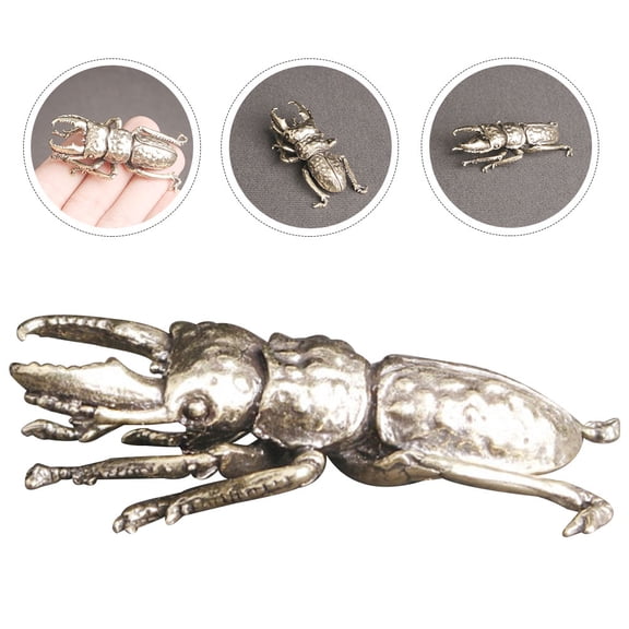 FENGGUIQU Golden Brass Beetle Figurine Decorative Tabletop for Indoor Home and Office Display 3.5 x 2.5 x 2.0 Inches