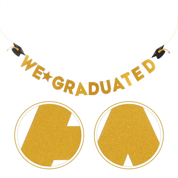 FENGGUIQU Golden Graduation Banner Paper Material Hanging Decor for Senior Year Party Photo Background