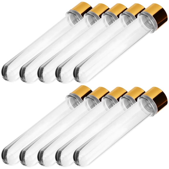 FENGGUIQU Golden Plastic Storage Vials Small Test Tubes for Travel with Leak Proof Lids 40ml