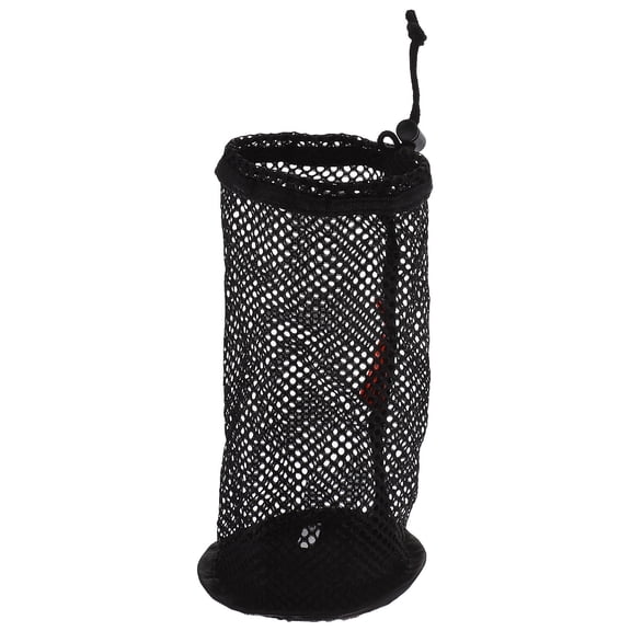 FENGGUIQU Black Nylon Golfs Ball Bag with Drawstring Durable Mesh Large Capacity Storage Pouch