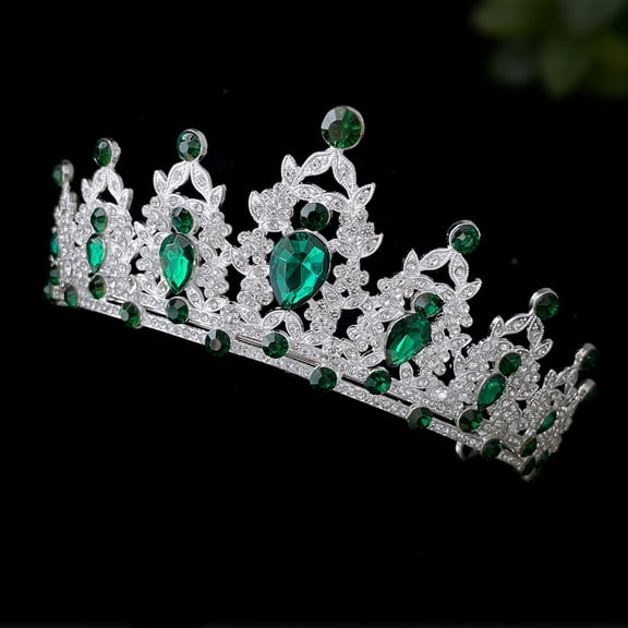 FENGGUIQU Green Rhinestone Quinceanera Crown and Jewelry Set for Women Ideal for Graduations and Special Events