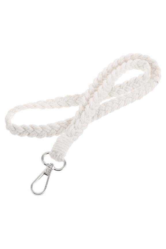 Handmade Bohemian Macrame Keychain with Beige Cotton Rope Wrist Strap, Stylish Accessory for Daily Use and