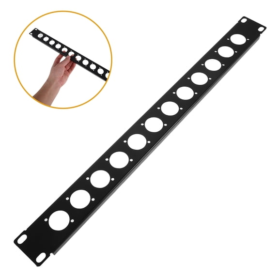 FENGGUIQU Heavy Duty Black 12-Port Rack Mount Audio Patch Panel with Hinged Design for Studio and Audio Equipment Organization