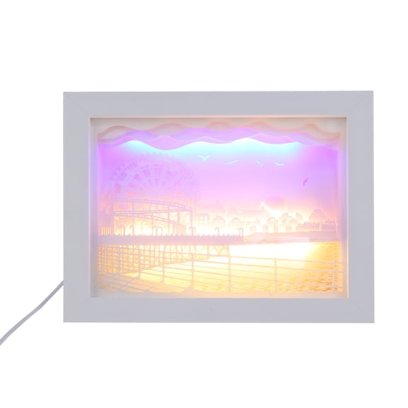 FENGGUIQU 1Pc Well-Made White Paper Carving Lamp 3D Overlapping Light for Home Ornament