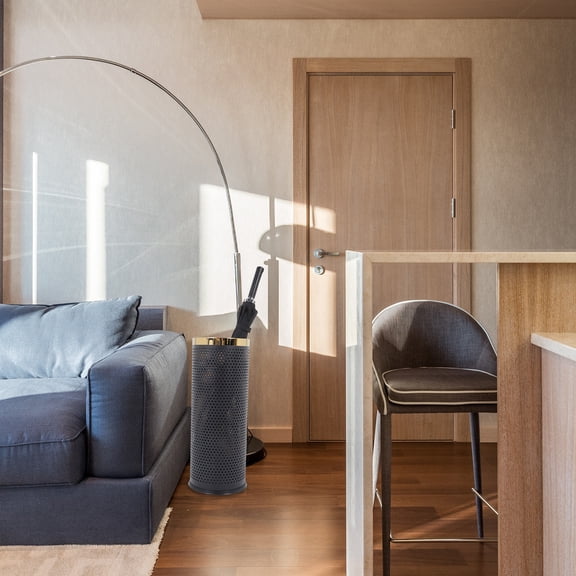 FENGGUIQU Indoor Hotel Umbrella Stand with Golden Stainless Steel and Water Drainage, Suitable for General Users, 1 Piece