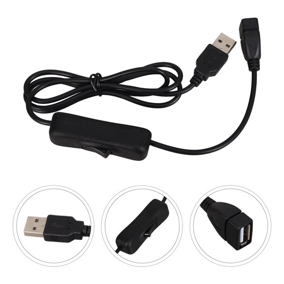 FENGGUIQU Industrial USB Fan Extension Cable with Rubber Jacket and Inline Power Button Control