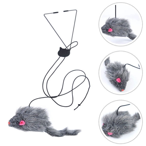 FENGGUIQU Interactive Cat Teaser Toy with Cotton Rope Grey for Pet Use Adjustable Length Exercise 78.0 cm
