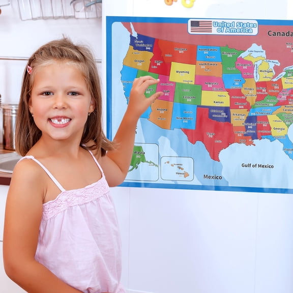 FENGGUIQU Usa Map Poster Multi-Color Synthetic Paper for Classroom Geography Education