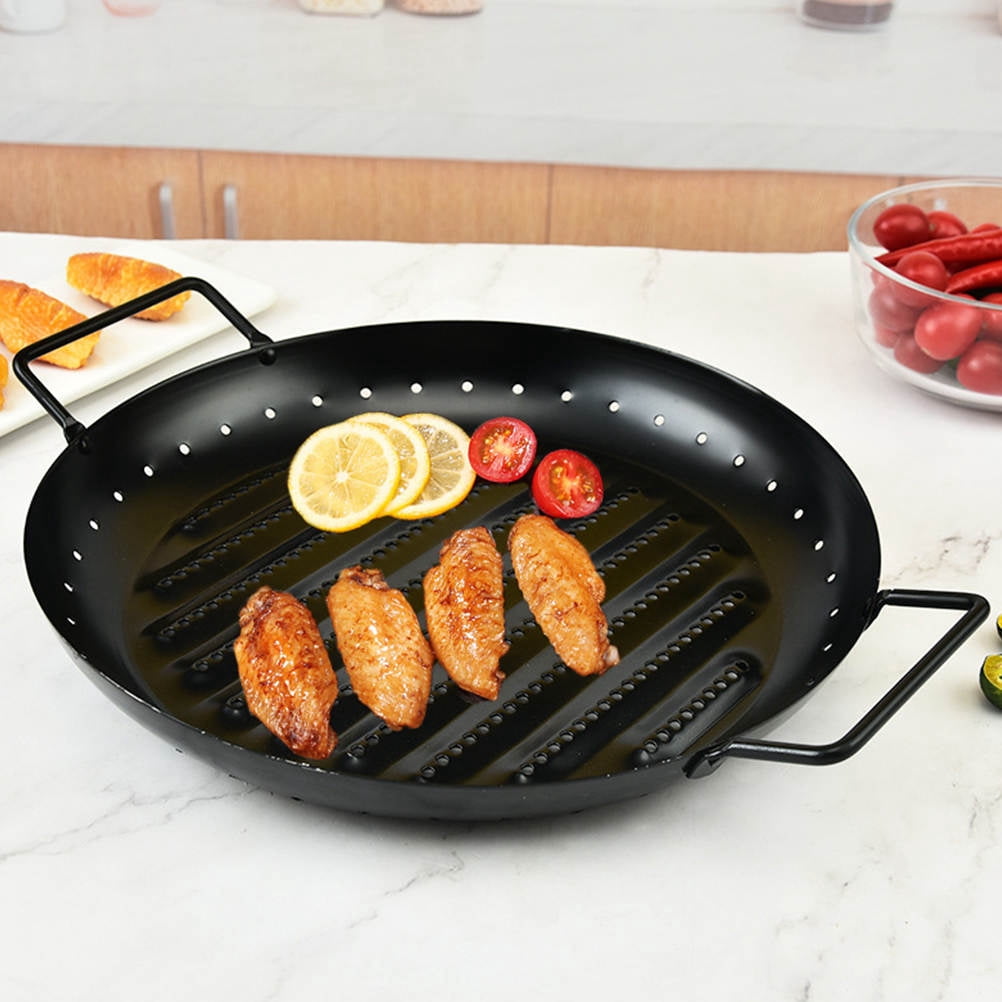 FENGGUIQU Roasting Pan Nonstick Round Barbecue Plate Iron Corrosion Resistant for Professional Use 1Set