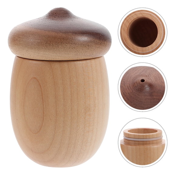 FENGGUIQU Khaki Acorn Shaped Wooden Toothpick Holder Decorative Storage Box for Home Use Synthetic Materials