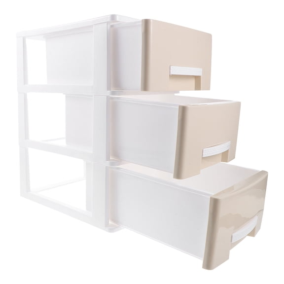 FENGGUIQU Khaki Desk Organizer with 3-Layer Plastic Storage Drawers, PP Material for Home and Office Desktop Organization