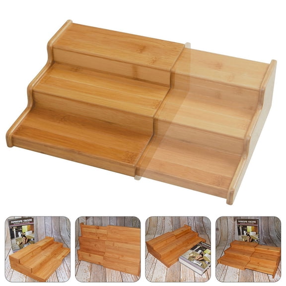FENGGUIQU Spice Organization Wood Retractable Seasoning Rack Bamboo 1Set