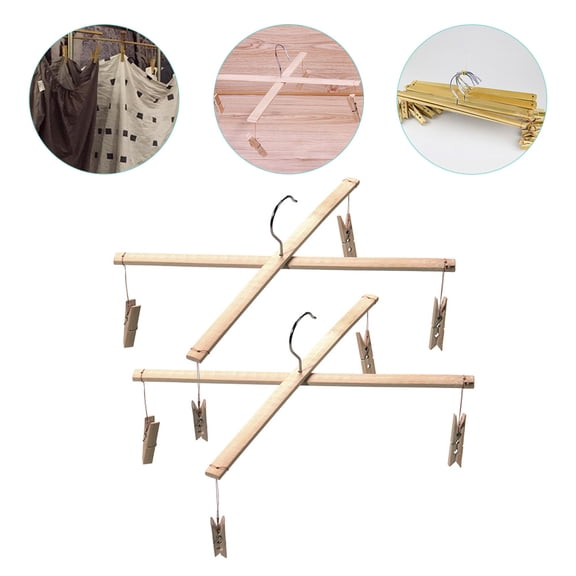 FENGGUIQU Khaki Synthetic Sock Dryer with 4 Clips, Sturdy Clothes Hanger for Home Laundry Drying Rack