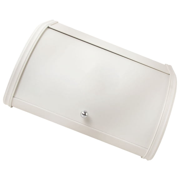FENGGUIQU Kitchen Countertop White Bread Container Metal Bread Box with Dust Cover