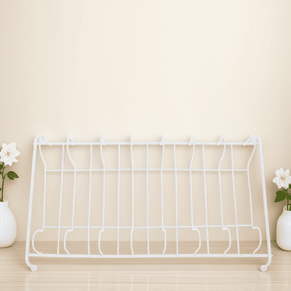 FENGGUIQU White Rubber Coated Iron Kitchen Dish Drying Rack, 1 Piece, Housewarming