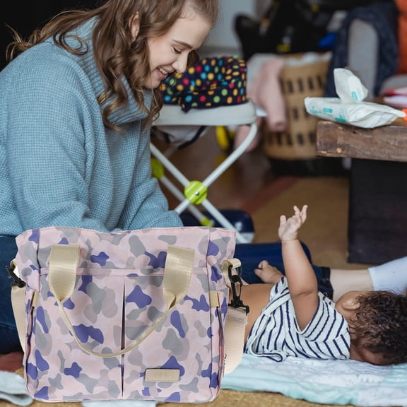 FENGGUIQU Maternity Diaper Bag Travel Backpack Baby Bag Nylon Camouflage Lightweight 1 Piece