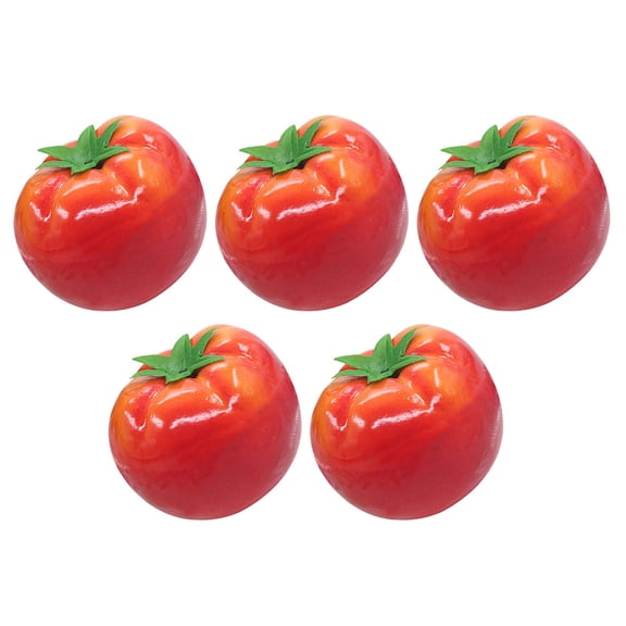 FENGGUIQU Lifelike Artificial Tomato Decorative Ornament Red Foam for Home Garden Decor Size 5Pcs