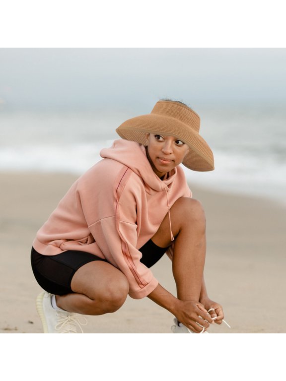 Light Brown Sun Shade Hat with Wide Brim and Lightweight Comfortable Fit for Vacation