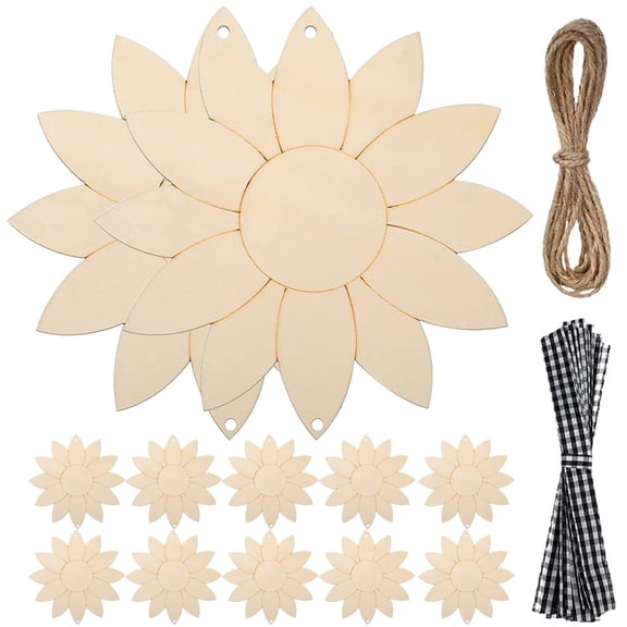 FENGGUIQU Light Yellow Plastic Wood Sunflower Cutout for Decor DIY Craft Projects and Kids Activities 8 Inch