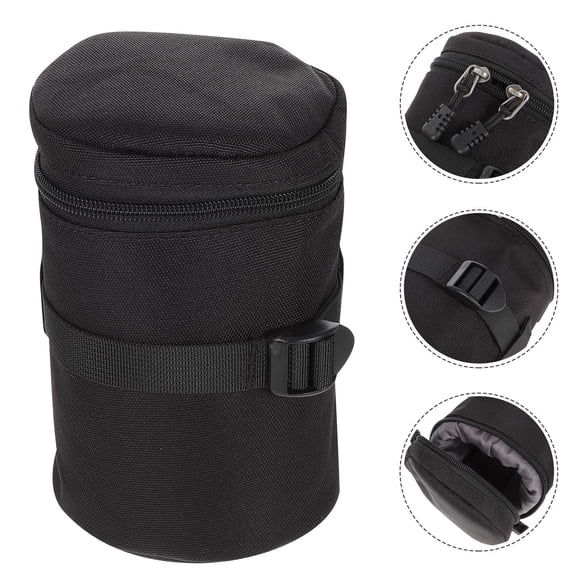 FENGGUIQU Camera Lens Protector Black PU Material Water Resistant Shockproof Pouch