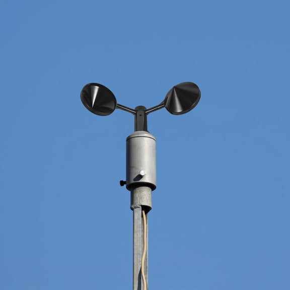 FENGGUIQU Lightweight Wind Meter Sensor Black 3-Cup Wind Gauge for Easy Installation and Use