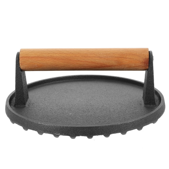 FENGGUIQU Cast Iron Bacon and Burger Press for Home Cooking with Safe Rounded Edges Black
