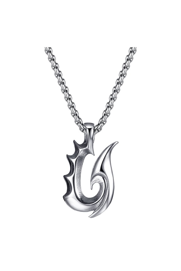 Mens Stainless Steel Flame Pendant Neck Chain Hip Hop Accessories