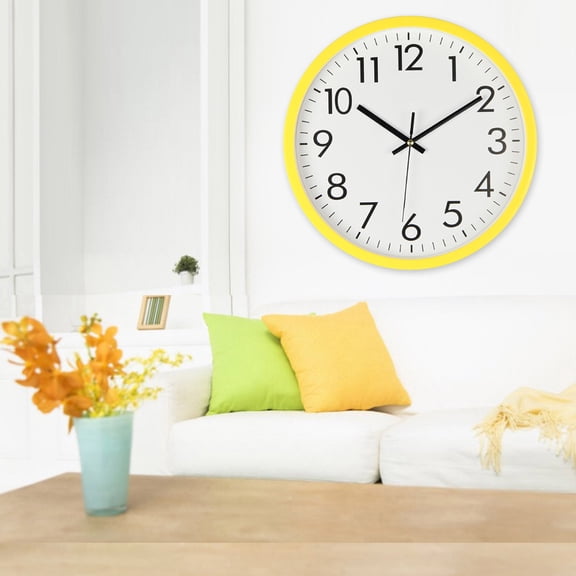 FENGGUIQU Minimalist Yellow 10-Inch Silent Wall Clock for Bedroom Living Room Kitchen