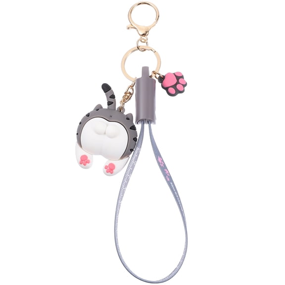 FENGGUIQU MultiFunction Grey Charging Data Line ABS Keychain with Cartoon Design for Decoration Use 0.5m