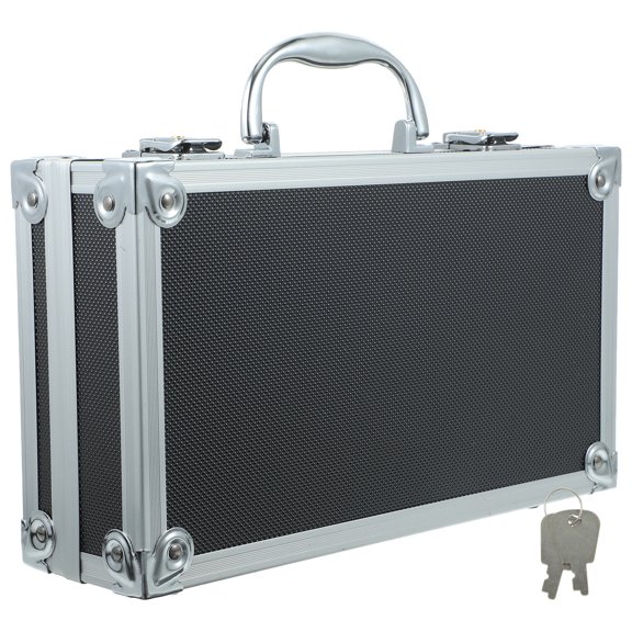 FENGGUIQU Multifunctional Black Aluminum Alloy Toolbox and Medicine Storage Case with Carry Handle