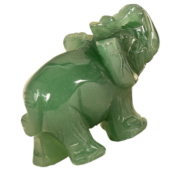 FENGGUIQU Natural Material Stone Elephant Figurine Green Crafted Decoration for Home Or Office