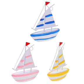 FENGGUIQU 3Pcs Mediterranean Sailboat Ship Model Assorted Color Decorative Home Accent