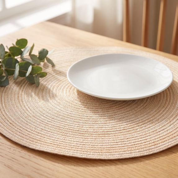 Round Table Mat Large FENGGUIQU Nordic Beige Round Placemats Antislip Cork Base for Dining ...