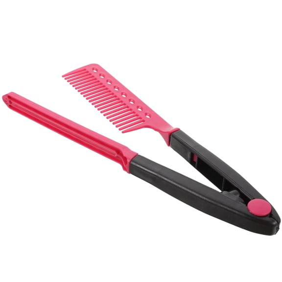 FENGGUIQU Novelty Clip on V Shaped Hair Styling Comb Black for Easy Straight Hair Styling