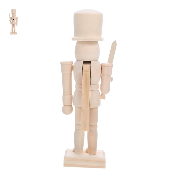 FENGGUIQU Beige Wooden Nutcracker Figurine with Flat Bottom for Home and Office Decorative Display